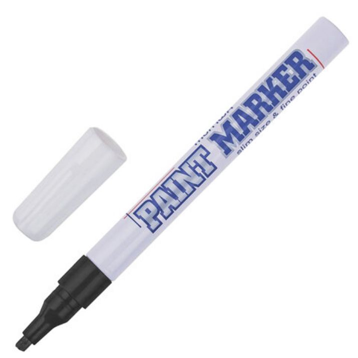 Изображение Маркер-краска лаковый (paint marker) MUNHWA "Slim", 2 мм, ЧЕРНЫЙ, нитро-основа, алюминиевый корпус, SPM-01
