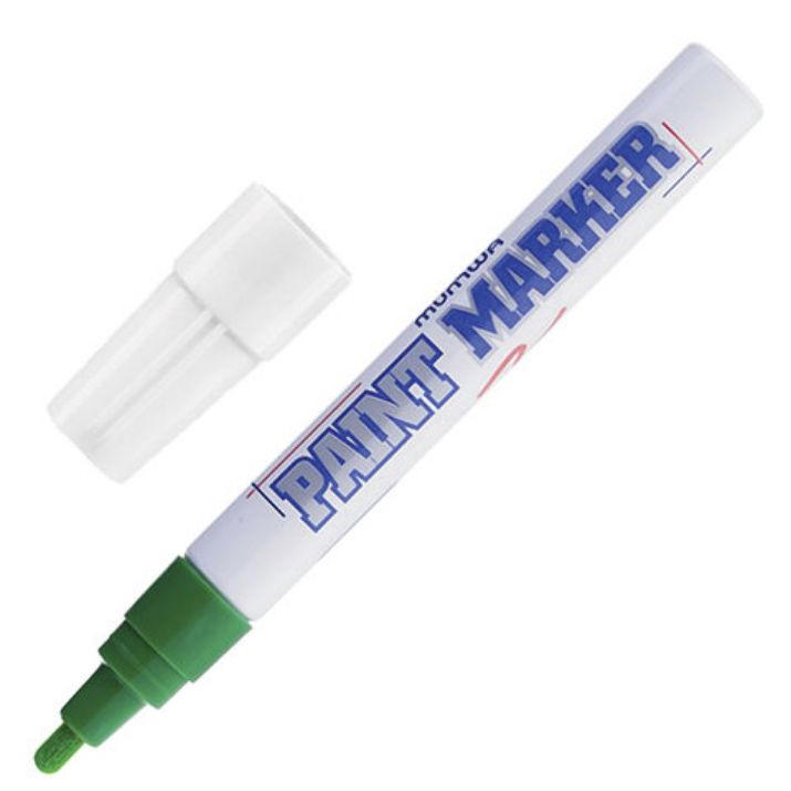 Изображение Маркер-краска лаковый (paint marker) MUNHWA, 4 мм, ЗЕЛЕНЫЙ, нитро-основа, алюминиевый корпус, PM-04
