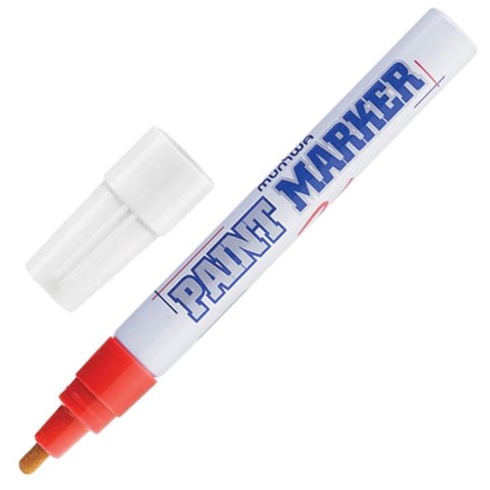 Изображение Маркер-краска лаковый (paint marker) MUNHWA, 4 мм, КРАСНЫЙ, нитро-основа, алюминиевый корпус, PM-03