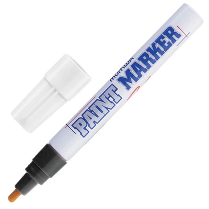 Изображение Маркер-краска лаковый (paint marker) MUNHWA, 4 мм, ЧЕРНЫЙ, нитро-основа, алюминиевый корпус, PM-01