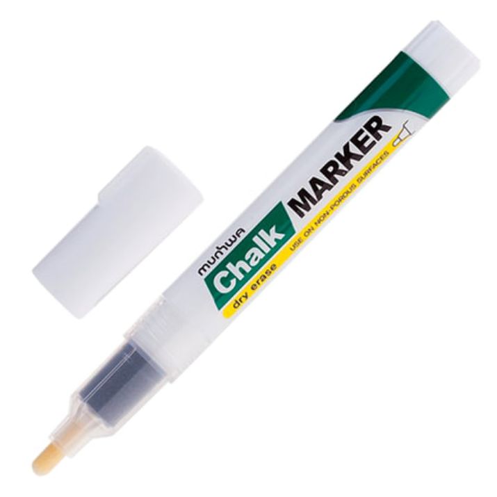 Изображение Маркер меловой MUNHWA "Chalk Marker", 3 мм, БЕЛЫЙ, сухостираемый, для гладких поверхностей, CM-05