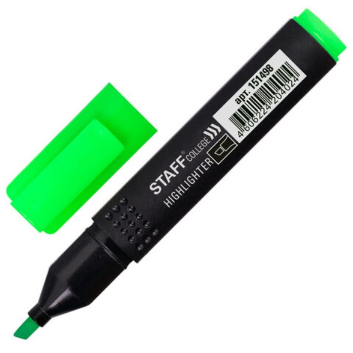 Изображение Текстовыделитель STAFF College "STICK HL-497", ЗЕЛЕНЫЙ, 1-4 мм, 151498