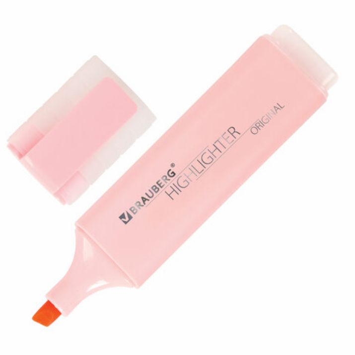 Изображение Текстовыделитель BRAUBERG "ORIGINAL PASTEL", ПАСТЕЛЬНЫЙ РОЗОВЫЙ, линия 1-5 мм, 151693