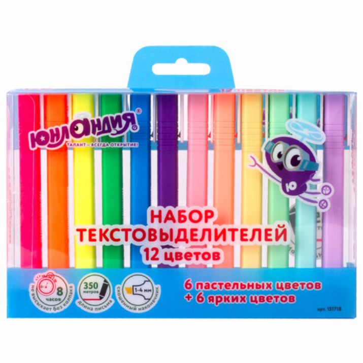Изображение Набор текстовыделителей ЮНЛАНДИЯ 12 шт., АССОРТИ, "COLORSTAR", линия 1-4 мм, 151718