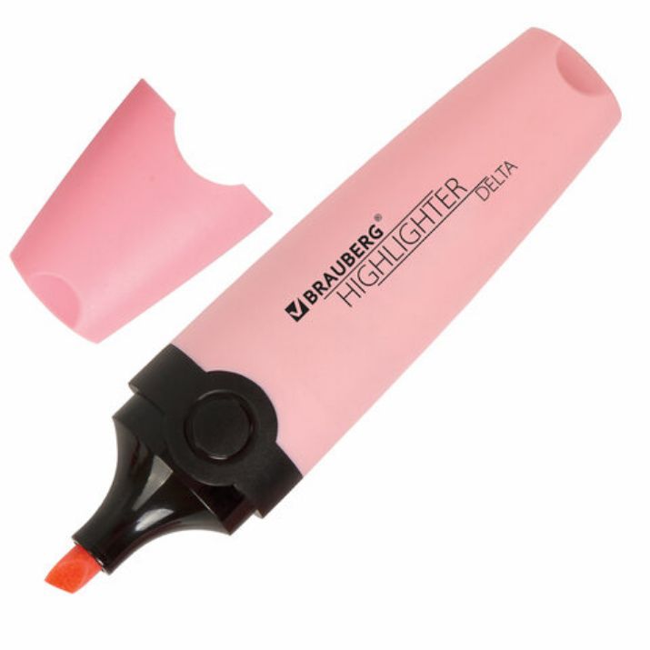 Изображение Текстовыделитель BRAUBERG "DELTA PASTEL", ПАСТЕЛЬНЫЙ РОЗОВЫЙ, линия 1-5 мм, 151731