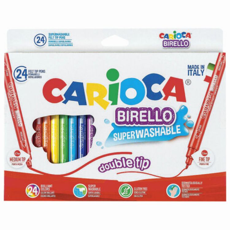 Изображение Фломастеры двухсторонние CARIOCA (Италия) "Birello", 24 цвета, суперсмываемые, 41521