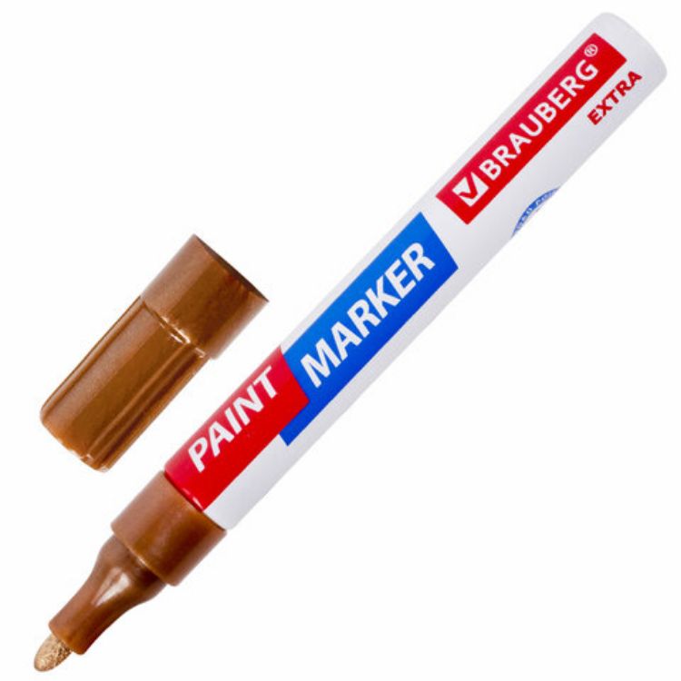 Изображение Маркер-краска лаковый EXTRA (paint marker) 4 мм, МЕДНЫЙ, УСИЛЕННАЯ НИТРО-ОСНОВА, BRAUBERG, 151988
