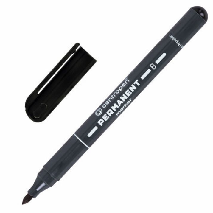 Изображение Маркер перманентный CENTROPEN 2836, ЧЕРНЫЙ, круглый наконечник, 2 мм, 6 2836 0012