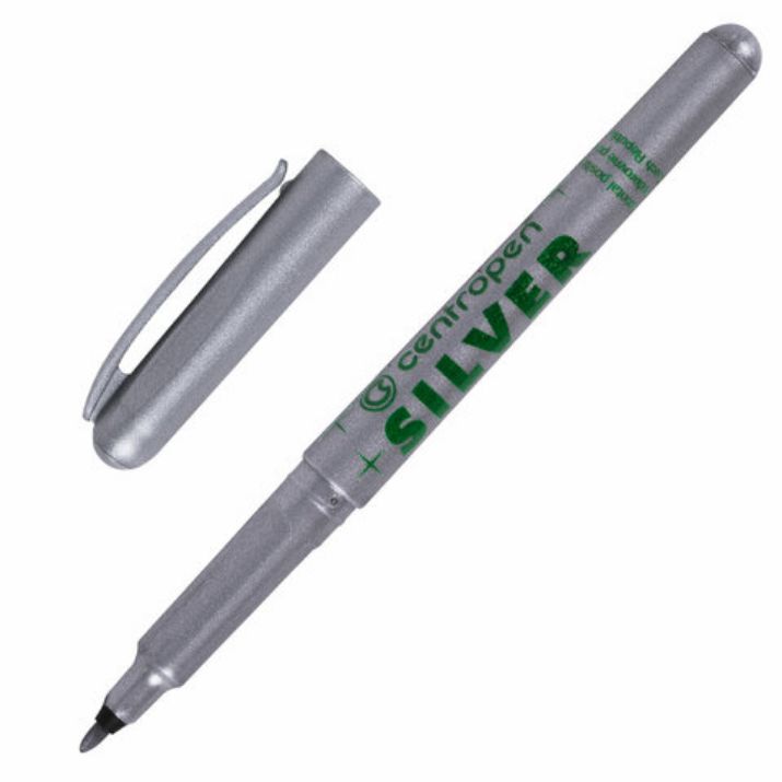 Изображение Маркер для декорирования СЕРЕБРЯНЫЙ CENTROPEN, круглый наконечник, 1 мм, 2670, 6 2670 0194