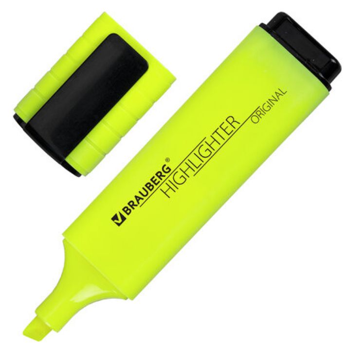 Изображение Текстовыделитель BRAUBERG "ORIGINAL NEON", ЖЕЛТЫЙ, линия письма 1-5 мм, 152211