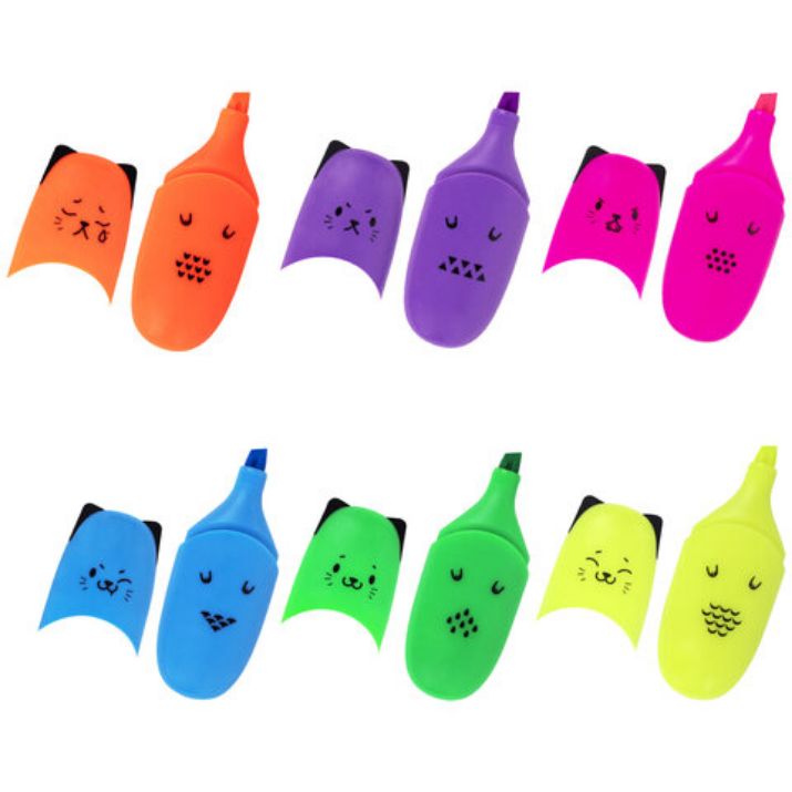 Изображение Текстовыделитель мини BRAUBERG KIDS "CUTE CATS NEON", АССОРТИ В ПЛАСТИКОВОЙ БАНКЕ, 1-5 мм, 152433