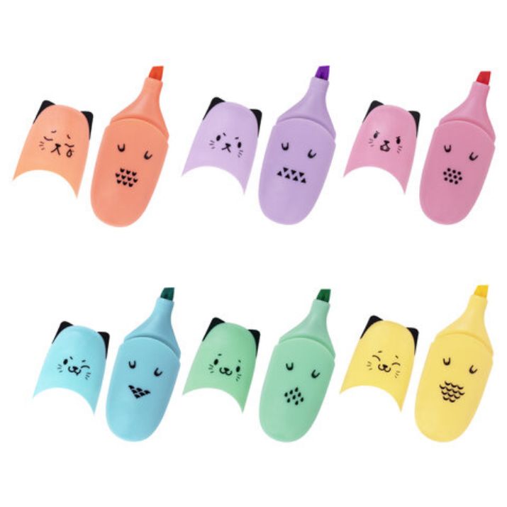 Изображение Текстовыделитель мини BRAUBERG KIDS "CUTE CATS PASTEL", АССОРТИ В ПЛАСТИКОВОЙ БАНКЕ, линия 1-5 мм, 152434.