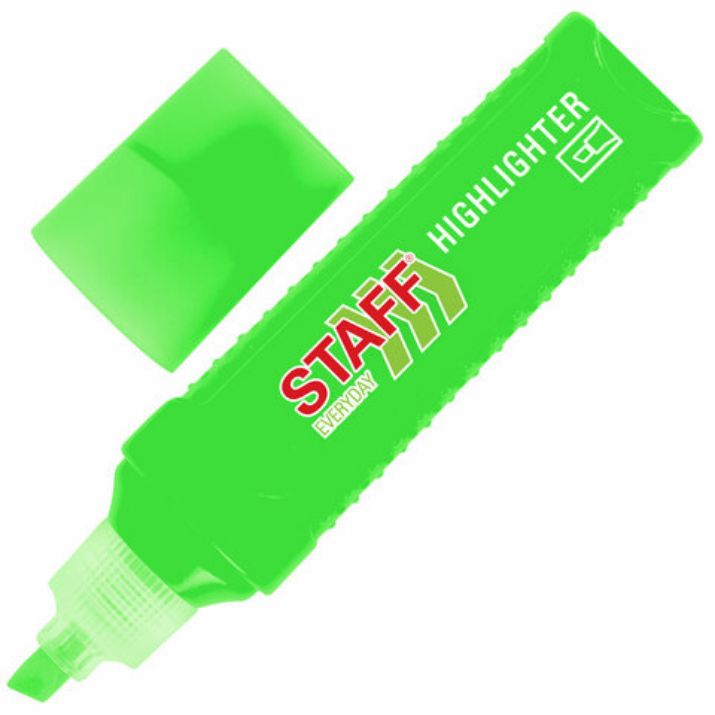 Изображение Текстовыделитель STAFF "EVERYDAY HL-707", ЗЕЛЕНЫЙ, линия 1-5 мм, скошенный наконечник, 152543