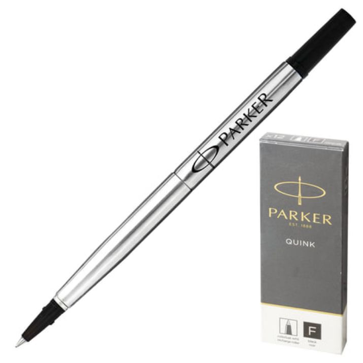 Изображение Стержень для ручки-роллера PARKER "Quink RB", металлический 116 мм, линия письма 0,5 мм, черный, 1950277