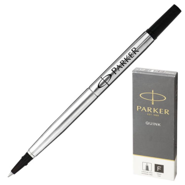 Изображение Стержень для ручки-роллера PARKER "Quink RB", металлический 116 мм, линия письма 0,5 мм, черный, 1950277