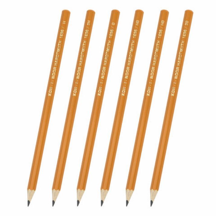 Изображение Карандаши чернографитные KOH-I-NOOR, НАБОР 6 шт., 2Н-2В, без резинки, заточенные, 1696/6, 1696006041TE