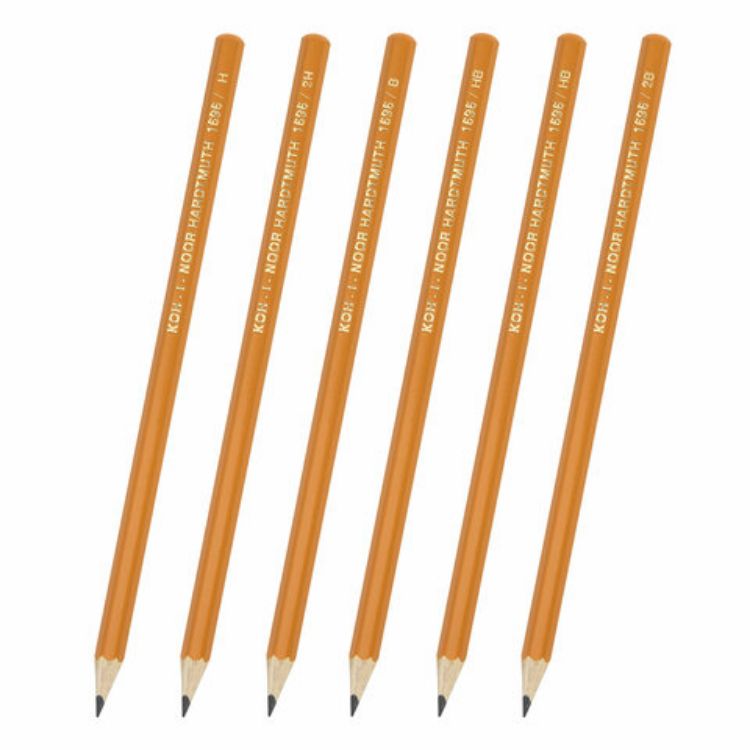 Изображение Карандаши чернографитные KOH-I-NOOR, НАБОР 6 шт., 2Н-2В, без резинки, заточенные, 1696/6, 1696006041TE