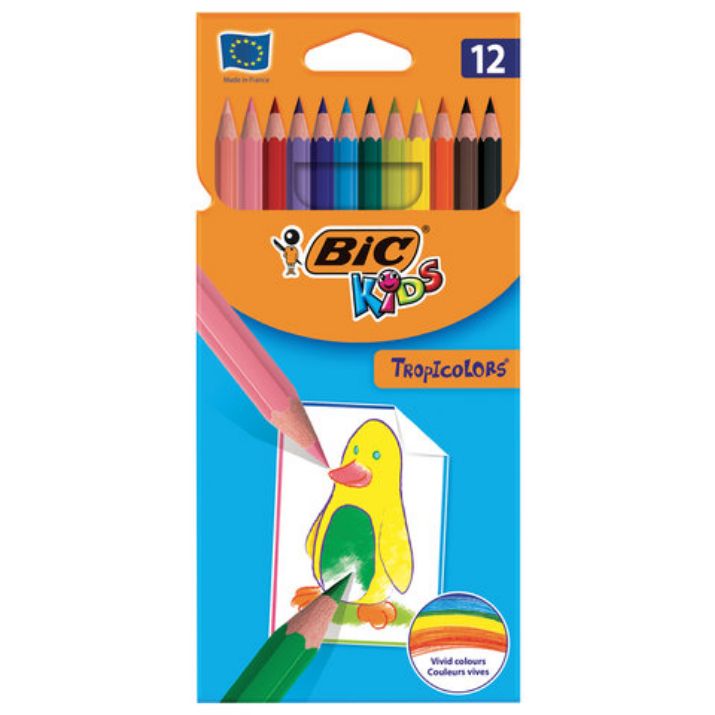 Изображение Карандаши цветные BIC "Tropicolors", 12 цветов, шестигранные, 83256610
