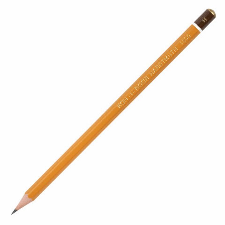 Изображение Карандаш чернографитный KOH-I-NOOR 1500, 1 шт., H, корпус желтый, заточенный, 150000H01170RU