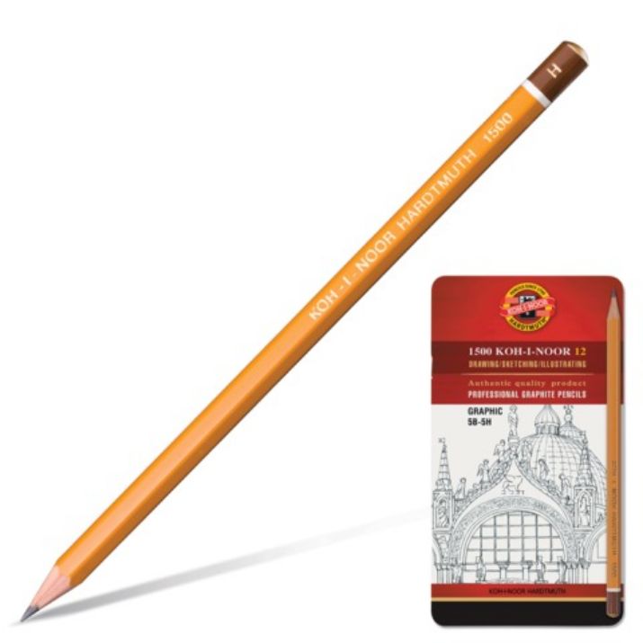 Изображение Карандаши чернографитные KOH-I-NOOR, НАБОР 12 шт.,"Graphic", 5В-5H, без резинки, 1502012009PL