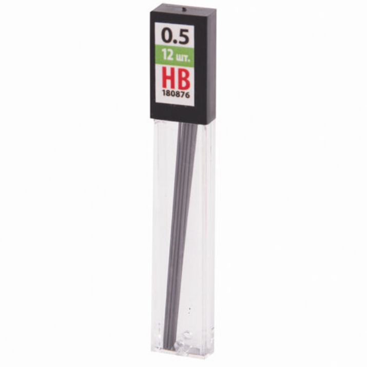 Изображение Грифели запасные 0,5 мм, HB, STAFF "EVERYDAY" MPL-876, КОМПЛЕКТ 12 шт., 180876