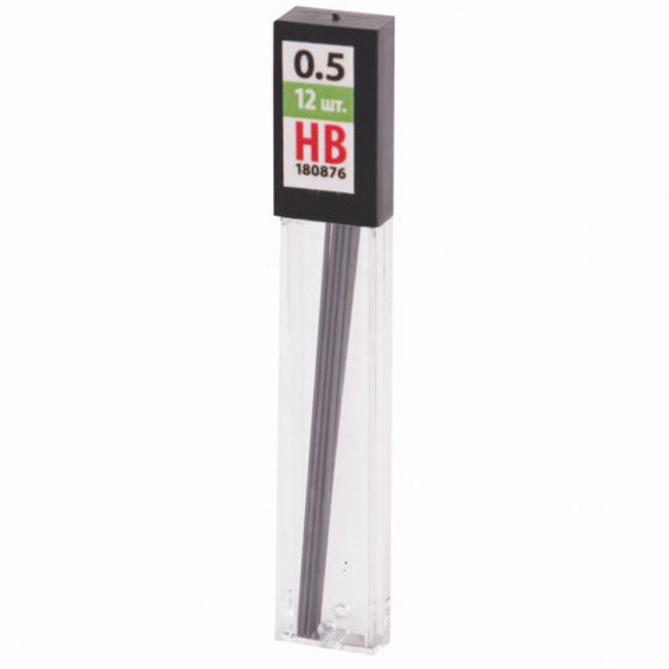 Изображение Грифели запасные 0,5 мм, HB, STAFF "EVERYDAY" MPL-876, КОМПЛЕКТ 12 шт., 180876