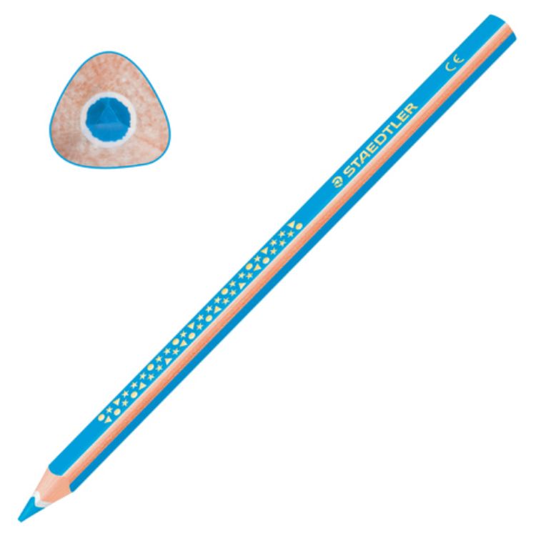 Изображение Карандаш цветной утолщенный STAEDTLER "Noris club", 1 шт., трехгранный, грифель 4 мм, голубой, натуральное дерево, 1284-30