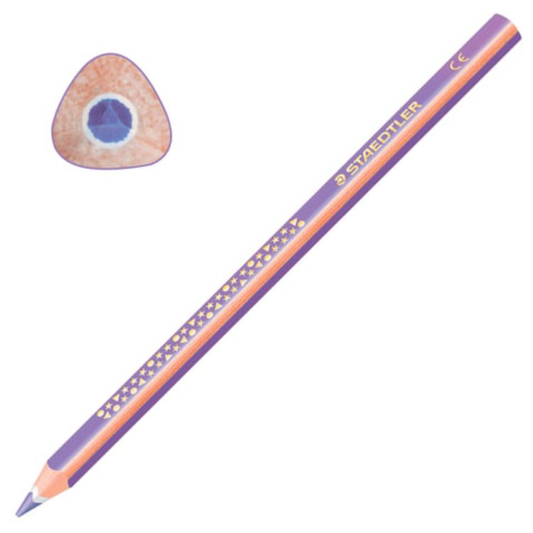 Изображение Карандаш цветной утолщенный STAEDTLER "Noris club", 1 шт., трехгранный, грифель 4 мм, фиолетовый, натуральное дерево, 1284-6