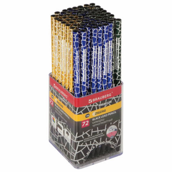 Изображение Карандаш чернографитный BRAUBERG "PREMIUM TURKEY", 1 шт., "Mosaic", НВ, ассорти, дисплей, 181569