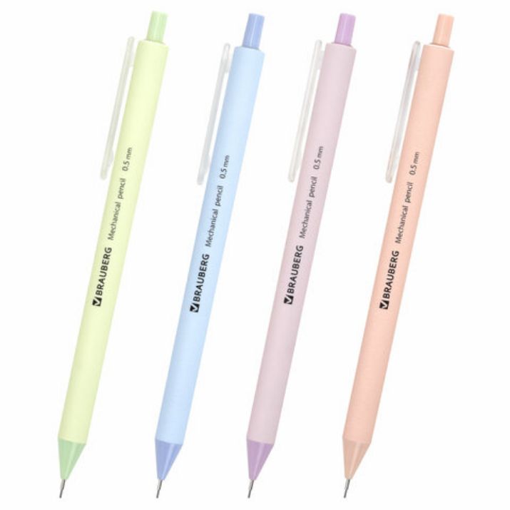 Изображение Карандаш механический 0,5 мм, BRAUBERG SOFT PASTEL, корпус soft-touch ассорти, 181957