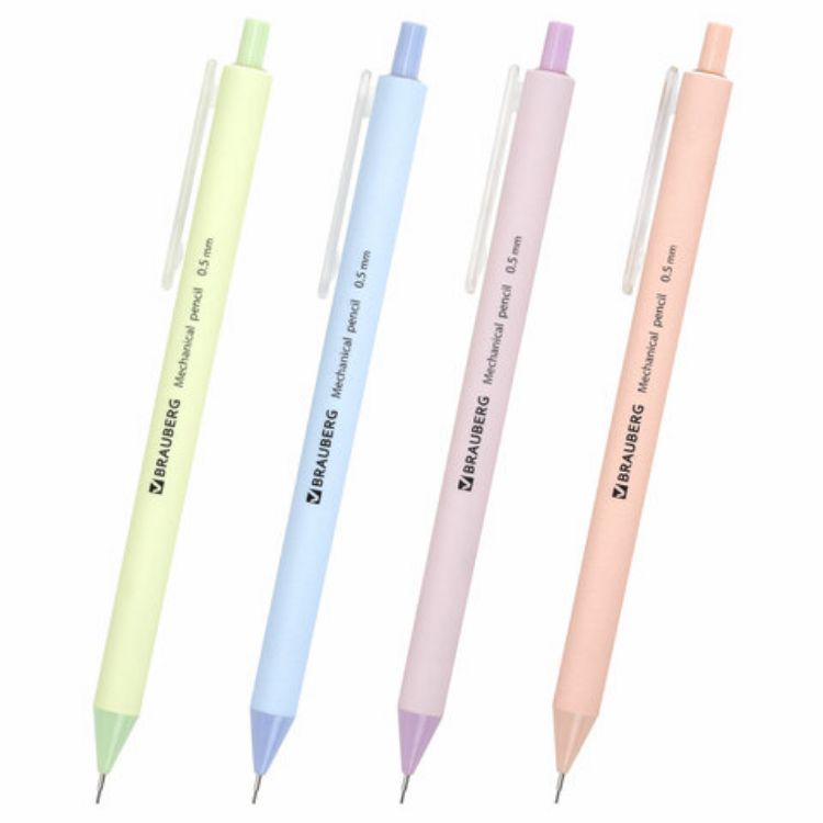 Изображение Карандаш механический 0,5 мм, BRAUBERG SOFT PASTEL, корпус soft-touch ассорти, 181957
