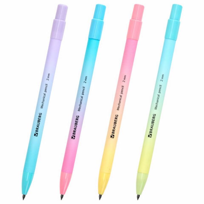 Изображение Карандаш механический цанговый 2 мм, BRAUBERG "Grade" PASTEL, HB, встроенная точилка, корпус ассорти, 181961