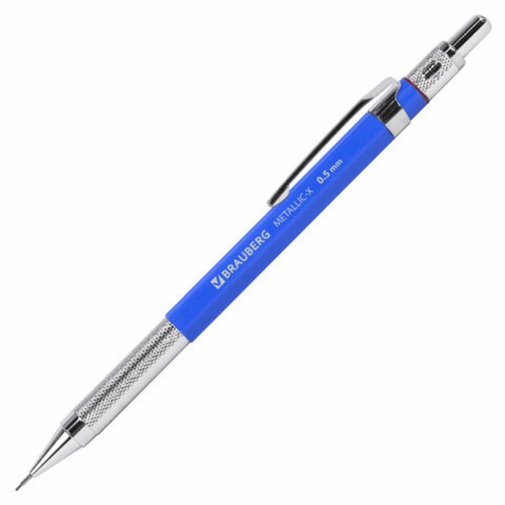 Изображение Карандаш механический 0,5 мм, HB, BRAUBERG METALLIC X-05, металлические детали, 181974