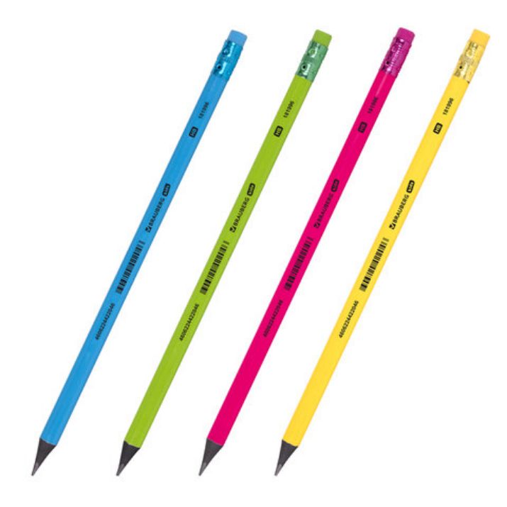 Изображение Карандаш чернографитный BRAUBERG KIDS, 1 шт., HB, трехгранный, с ластиком, 181996