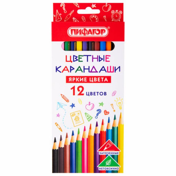 Изображение Карандаши цветные ПИФАГОР ЭКО "КЛАССИК", 12 цветов, шестигранные, 182048
