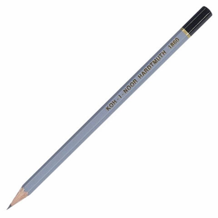 Изображение Карандаш чернографитный KOH-I-NOOR 1860, 1 шт., 4B, корпус серый, 186004B00104