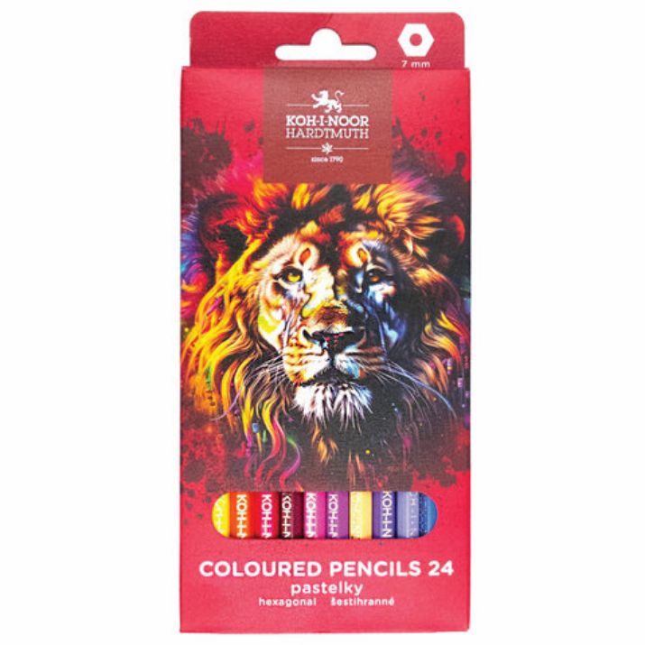 Изображение Карандаши цветные KOH-I-NOOR "RED LION" 24 цвета, шестигранные, 2,8 мм, натуральное дерево, 3554/24, 3554024063KS