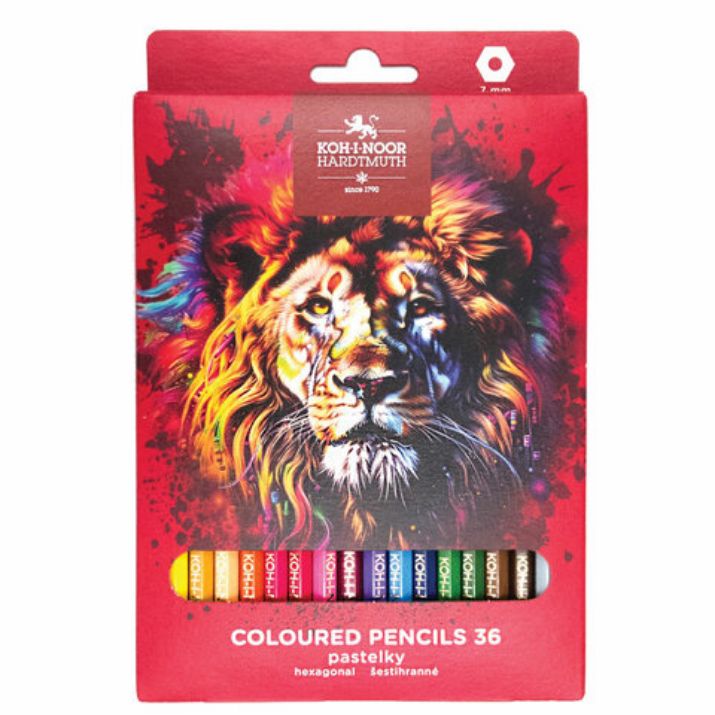 Изображение Карандаши цветные KOH-I-NOOR "RED LION" 36 цветов, шестигранные, 2,8 мм, натуральное дерево, 3555/36, 3555036063KS