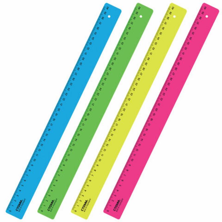 Изображение Линейка пластиковая 40 см, "Neon", неоновая, ассорти, ЛН-31437