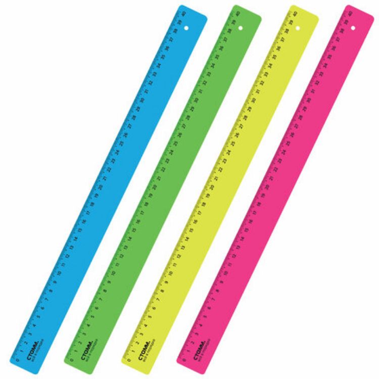 Изображение Линейка пластиковая 40 см, "Neon", неоновая, ассорти, ЛН-31437
