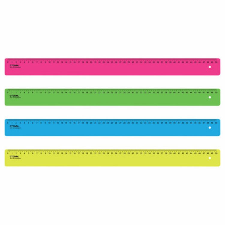 Изображение Линейка пластиковая 50 см, "Neon", неоновая, ассорти, ЛН-31443