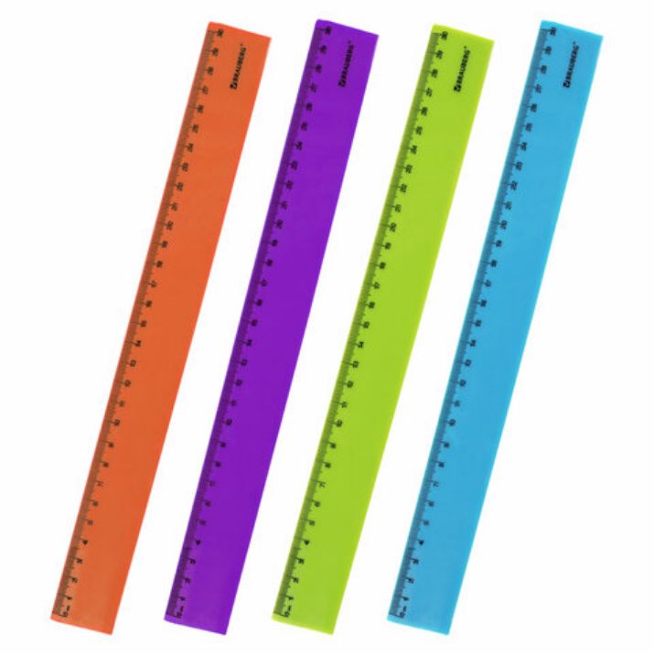Изображение Линейка пластиковая 30 см BRAUBERG "NEON", ассорти, пакет, 210751