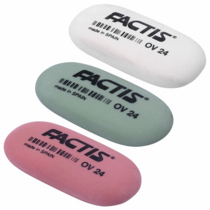 Изображение Ластик FACTIS OV 24 (Испания), 49х24х9 мм, цвет ассорти, овальный, мягкий, CMFOV24