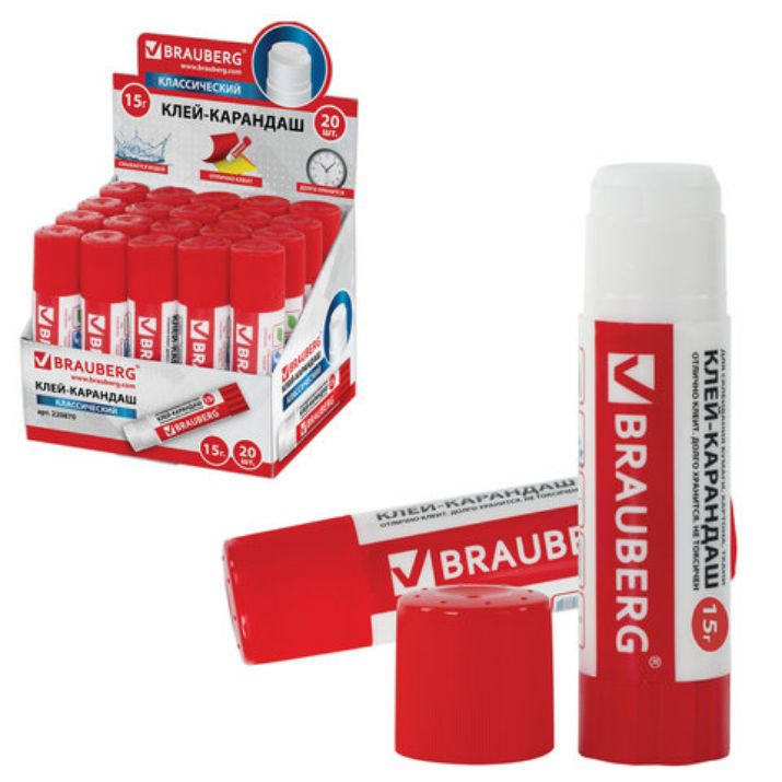 Изображение Клей-карандаш BRAUBERG, 15 г, 220870