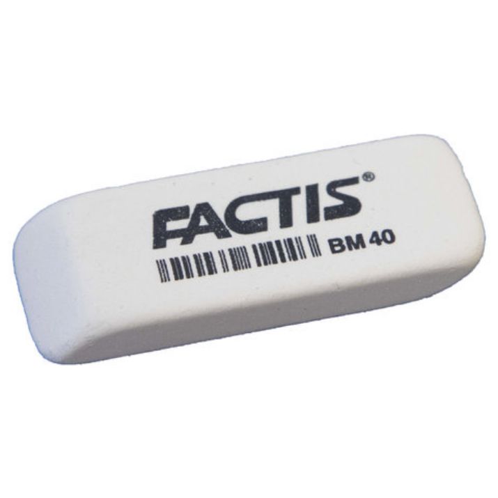 Изображение Ластик FACTIS BM 40 (Испания), 52х20х7 мм, белый, прямоугольный, скошенные края, CNFBM40