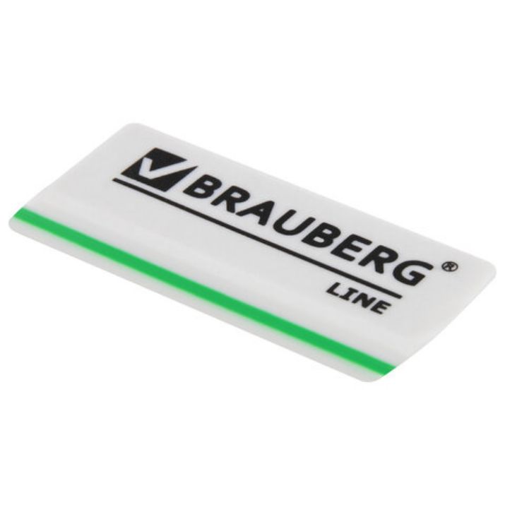 Изображение Ластик BRAUBERG "Line", 57х18х8 мм, белый, прямоугольный, скошенные края, 221036