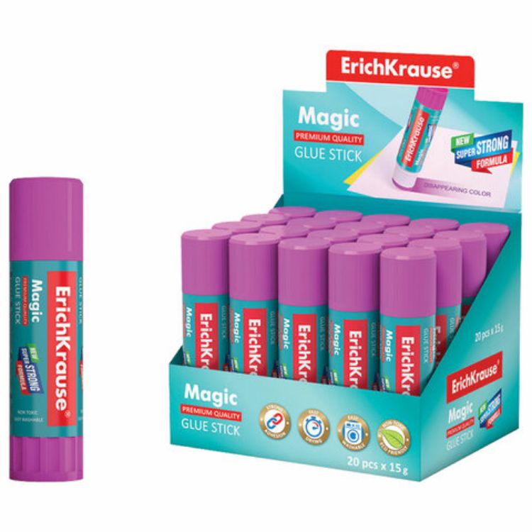 Изображение Клей-карандаш ERICH KRAUSE "Magic", 15 г, обесцвечивающийся после высыхания, 4446