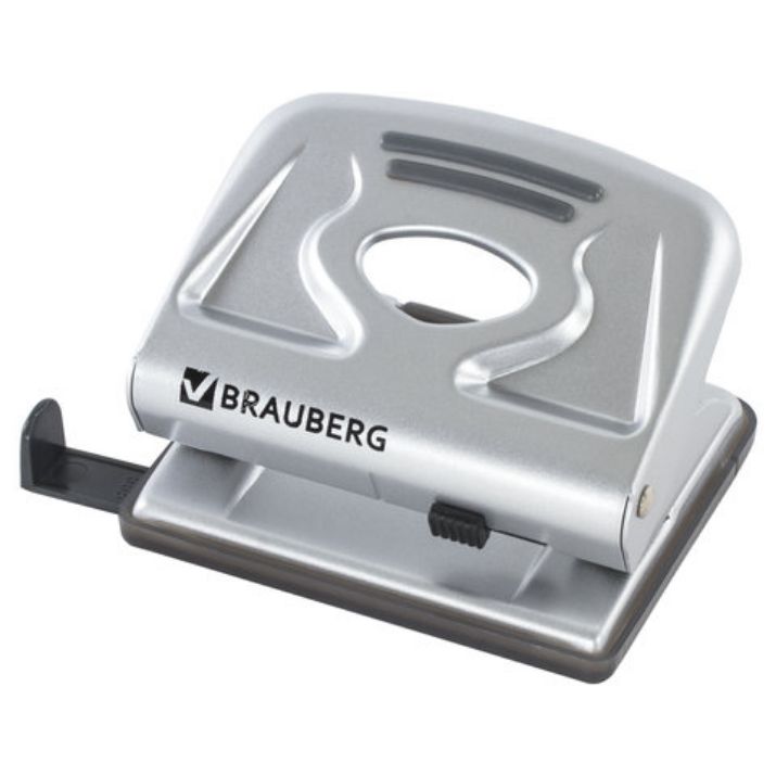 Изображение Дырокол металлический BRAUBERG "Metallic", до 20 листов, серебристый, 224339