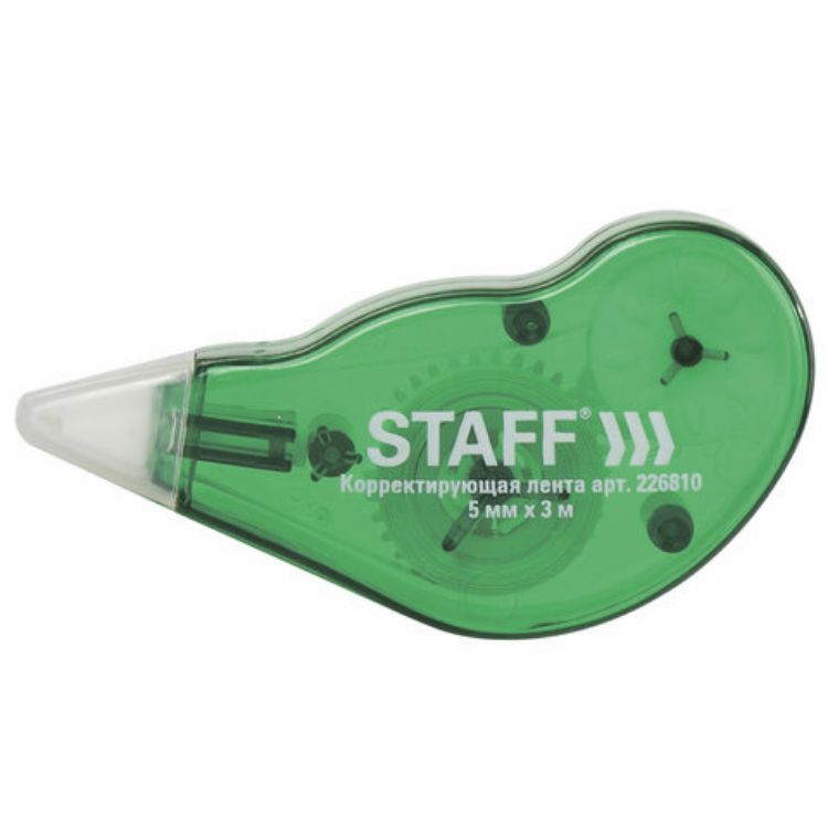 Изображение Корректирующая лента STAFF EVERYDAY, 5 мм х 3 м, корпус зеленый, механизм перемотки, блистер, 226810