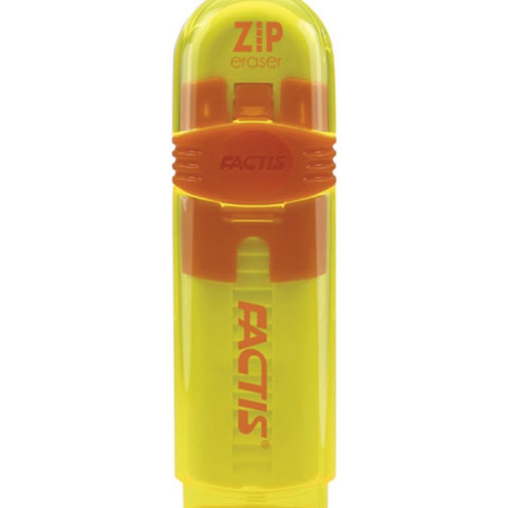 Изображение Ластик выдвижной FACTIS ZIP (Испания), 80x10x10 мм, белый, пластиковый корпус ассорти, PTF1030